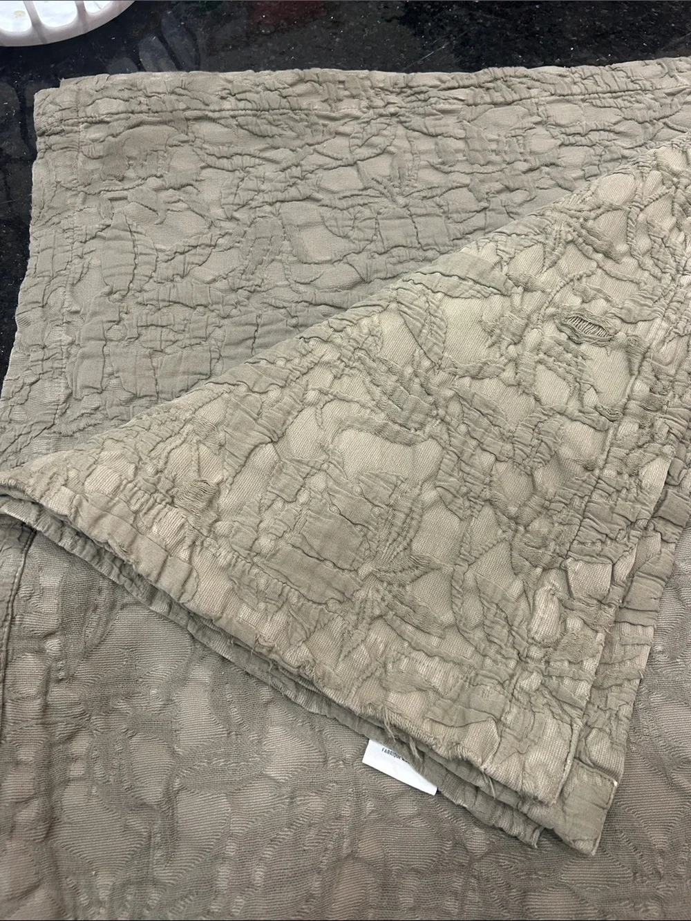 Restoration Hardware Quilted Belgian Linen Distressed Euro Cal King Green/Gray
